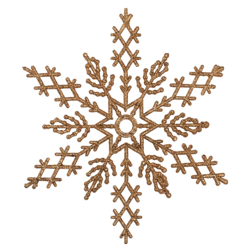 8" Rose Gold Glitter Snowflake Ornament (12 pack) 1