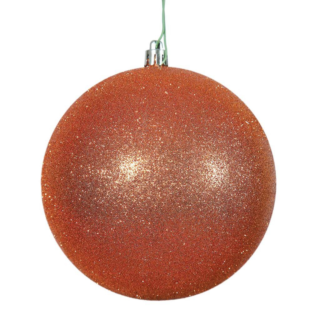 2.75" Burnished Orange Plastic Glitter Ball Ornament (12 pack) 1