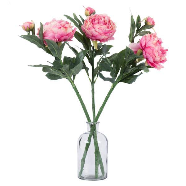 24" Artificial Pink Peony Stem (3 Pack) 5