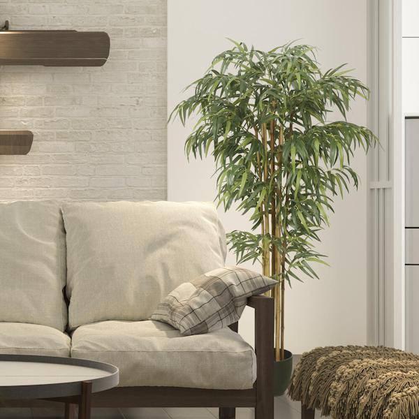 72" Artificial Bamboo Tree in Black Planter Pot 2