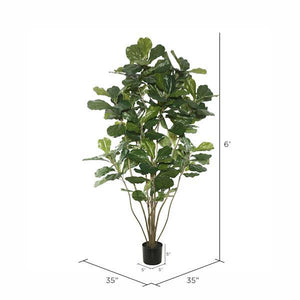 72" Artificial Fiddle Tree in Black Planter Pot 3