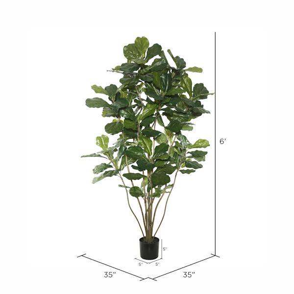 72" Artificial Fiddle Tree in Black Planter Pot 3