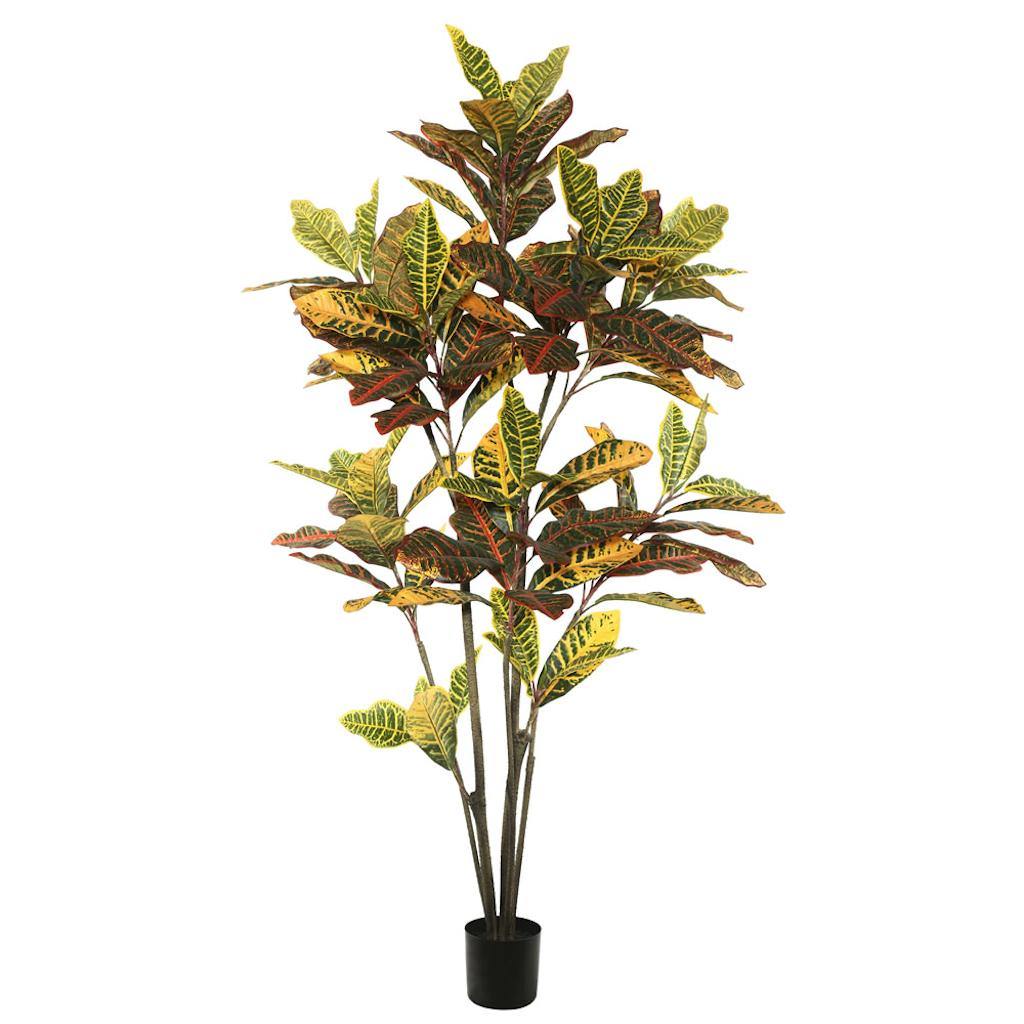 60" Artificial Croton Tree in Black Planter Pot 1
