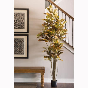 84" Artificial Croton Tree in Black Planter Pot 4