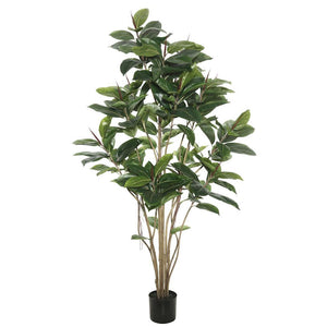 60" Artificial Rubber Tree in Black Planter Pot 1