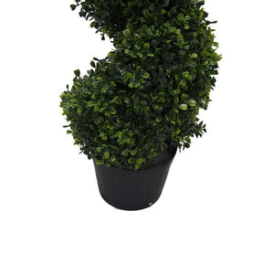 36" Artificial Boxwood Spiral on Black Planters Pot 2