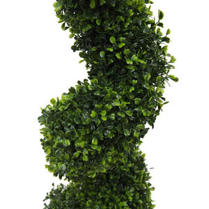 36" Artificial Boxwood Spiral on Black Planters Pot 3