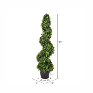 36" Artificial Boxwood Spiral on Black Planters Pot 4