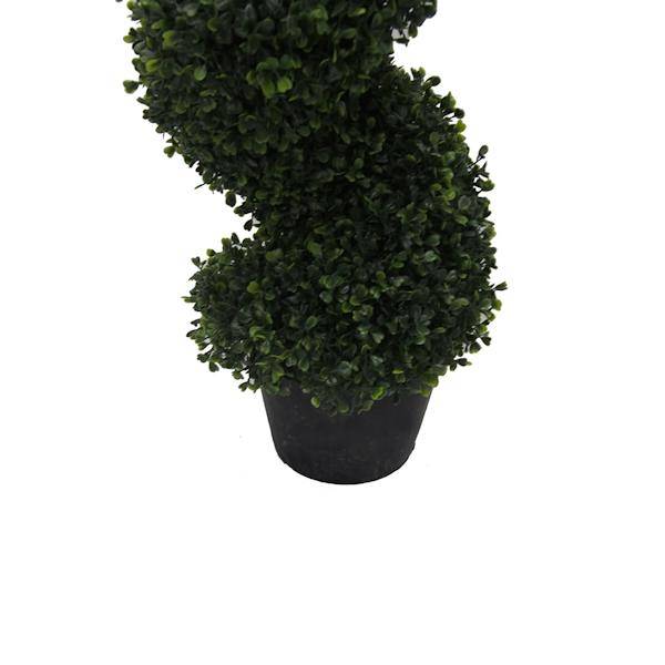 48" Artificial Boxwood Spiral on Black Planters Pot 2