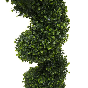 48" Artificial Boxwood Spiral on Black Planters Pot 3