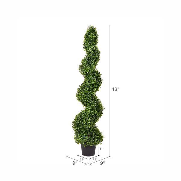 48" Artificial Boxwood Spiral on Black Planters Pot 4