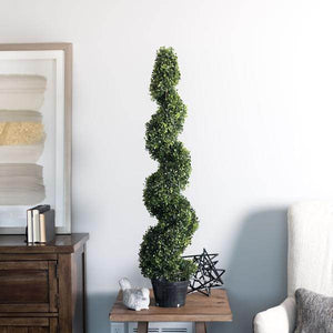 48" Artificial Boxwood Spiral on Black Planters Pot 5