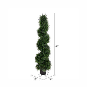 48" Artificial Cedar Spiral on Black Planters Pot 4