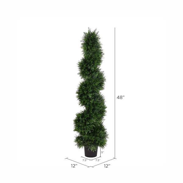 48" Artificial Cedar Spiral on Black Planters Pot 4