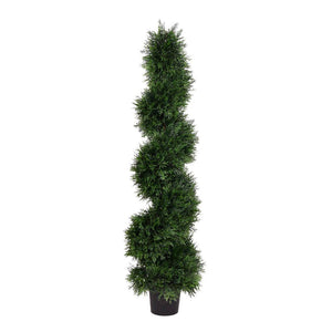 48" Artificial Cedar Spiral on Black Planters Pot 1