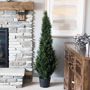 48" Artificial Cedar Tree in Black Planter Pot 5