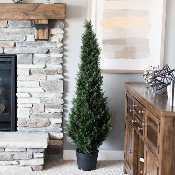 48" Artificial Cedar Tree in Black Planter Pot 5