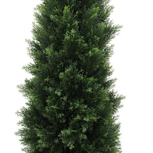 96" Artificial Cedar Tree in Black Planter Pot 3