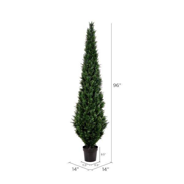 96" Artificial Cedar Tree in Black Planter Pot 4