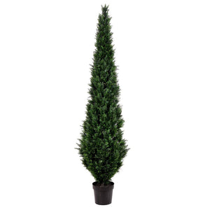 96" Artificial Cedar Tree in Black Planter Pot 1