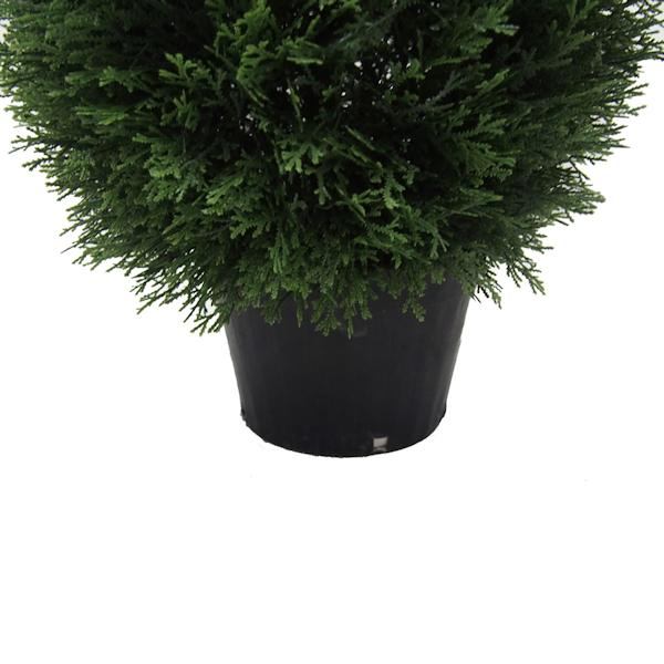 24" Artificial Cedar Teardrop on Black Planters Pot 3