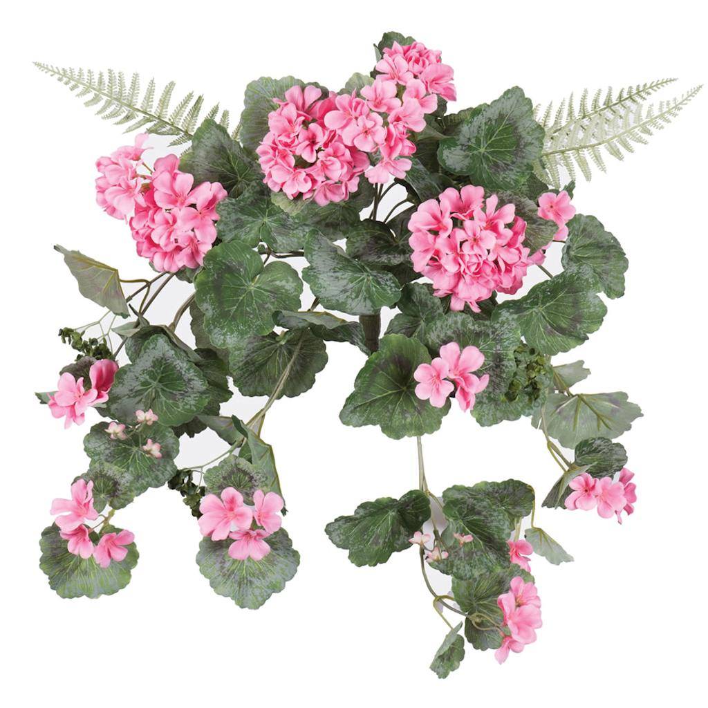 22" Artificial Coral Geranium Hanging Bush 1