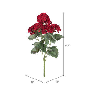 19.5" Artificial Red Geranium Bush 2