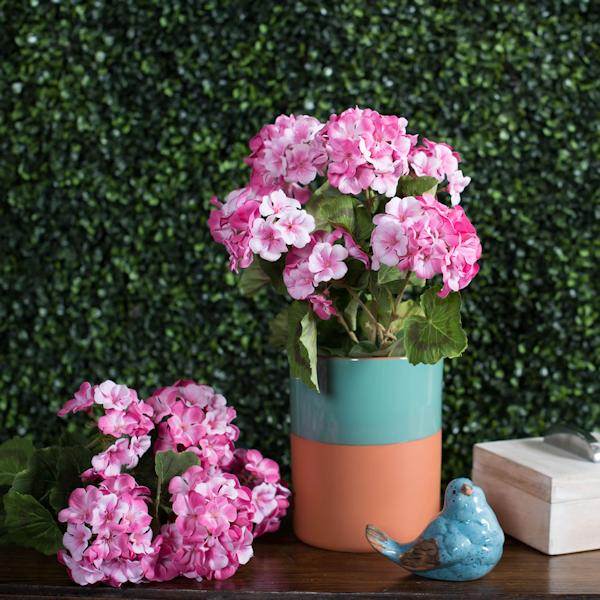 19.5" Artificial Light Pink Geranium Bush 3