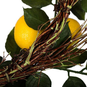 24" Artificial Green and Yellow Salal Leaf Lemon Wreath 3