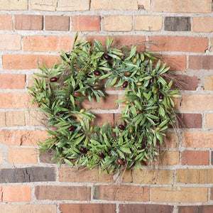 24" Artificial Green Olive Leaf Wreath 2