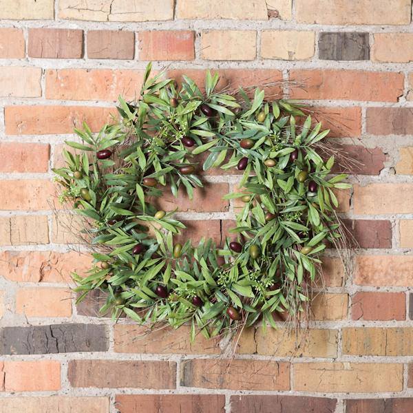 24" Artificial Green Olive Leaf Wreath 2