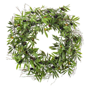 24" Artificial Green Olive Leaf Wreath 1