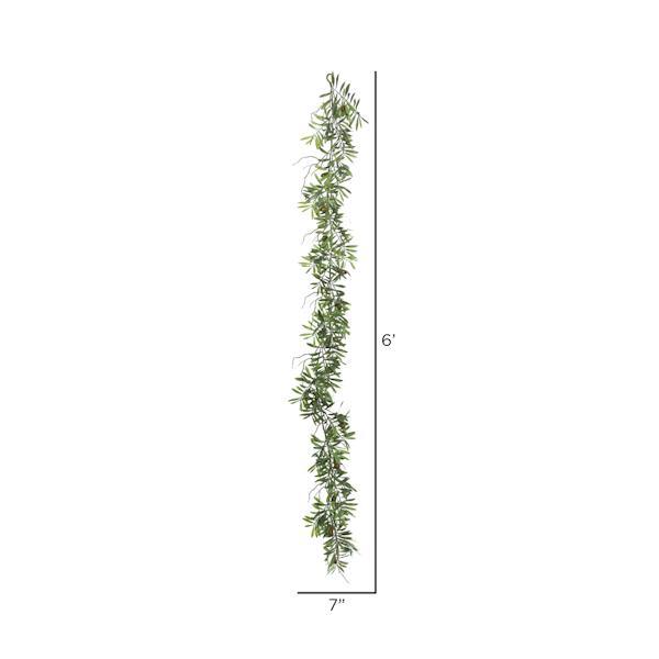6' Artificial Green Olive Hill Garland 2