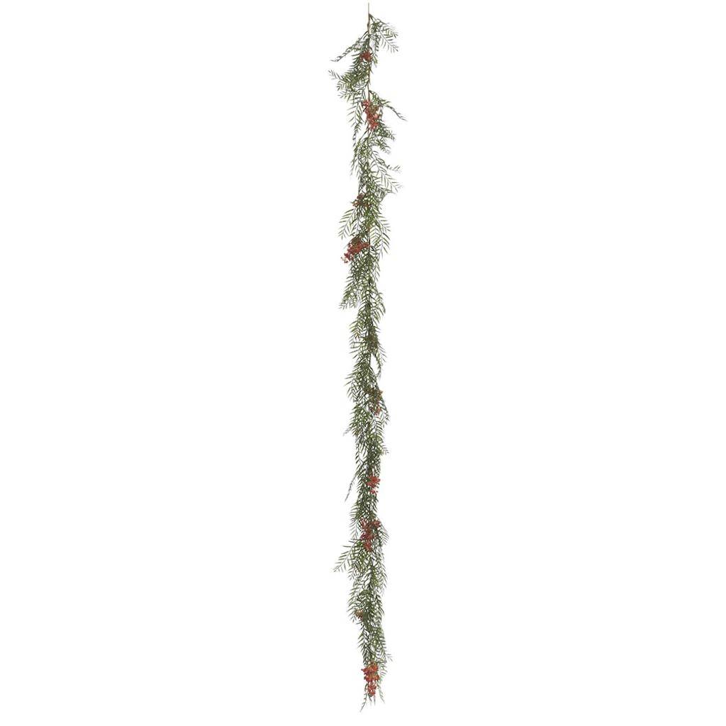 6' Artificial Green Brazil Berry and Leaf Garland 1
