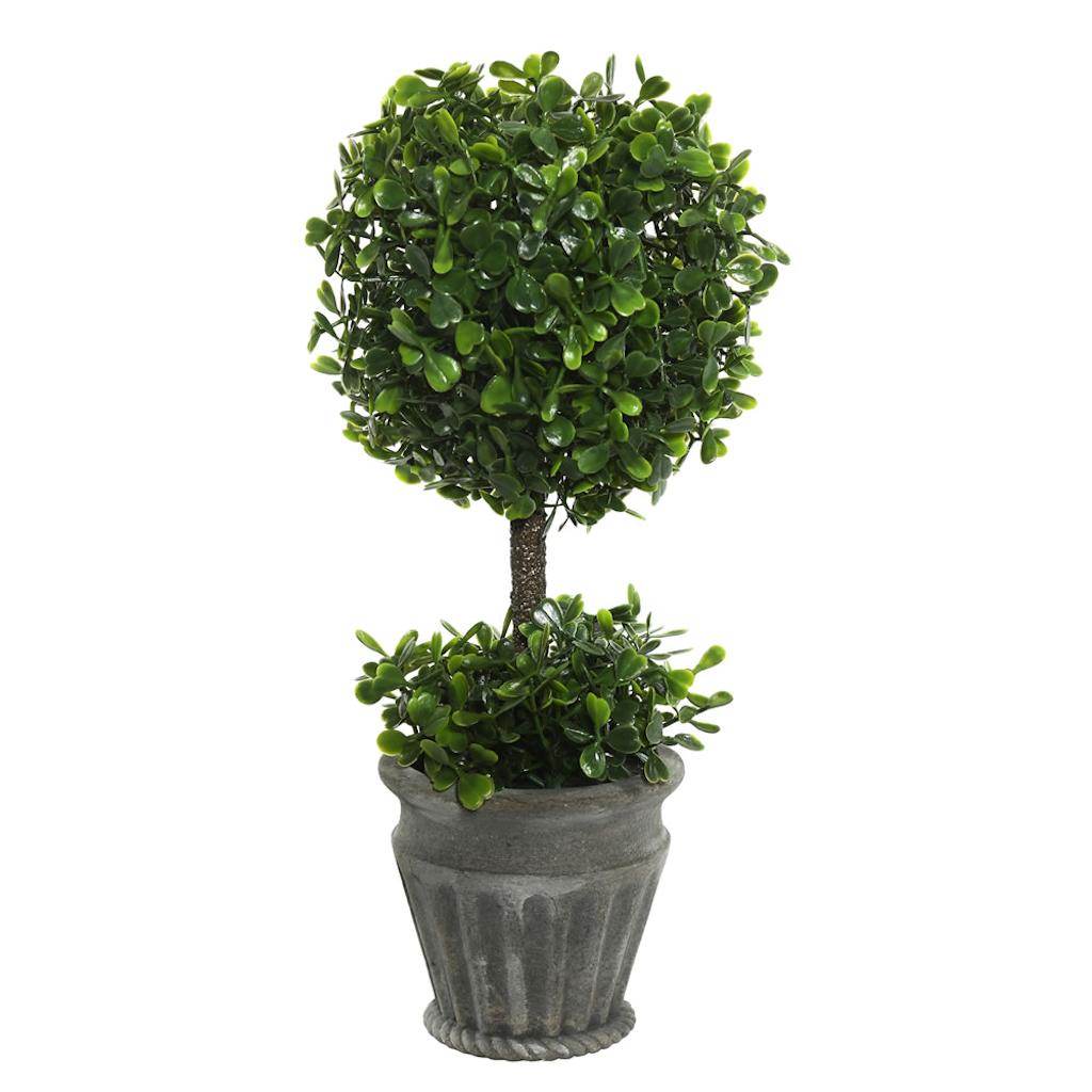 13" Artificial Boxwood Ball Shape Topiary in Container 1