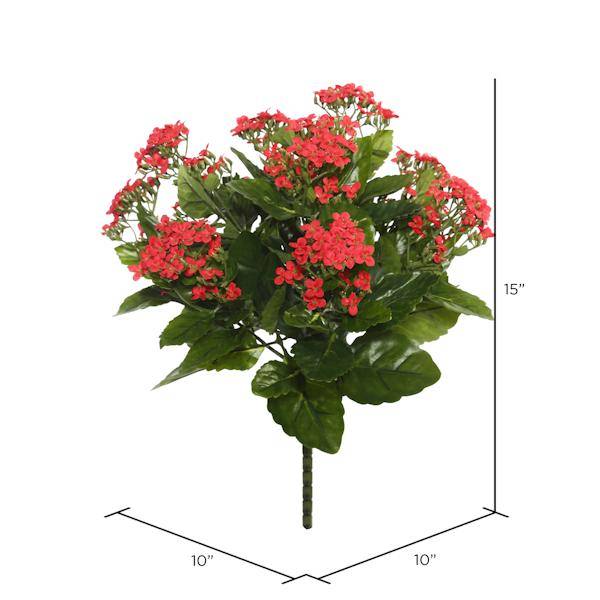 15.5" Artificial Red Kalanchoe Bush 2