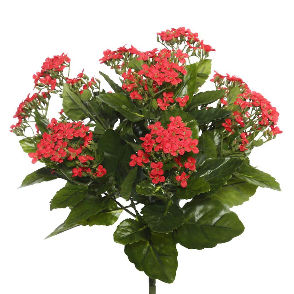 15.5" Artificial Red Kalanchoe Bush 1