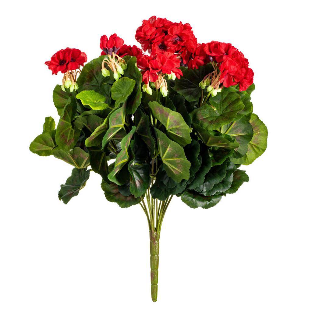 17.5" Artificial Red Geranium Bush 1