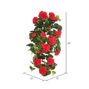 29" Artificial Red Geranium Hanging Bush 2