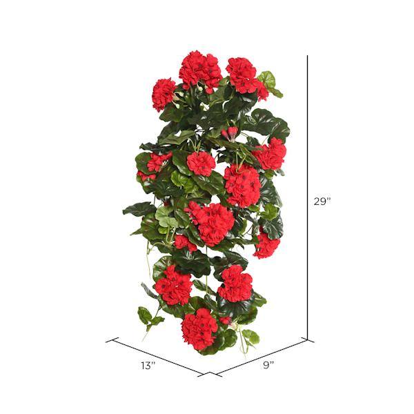 29" Artificial Red Geranium Hanging Bush 2