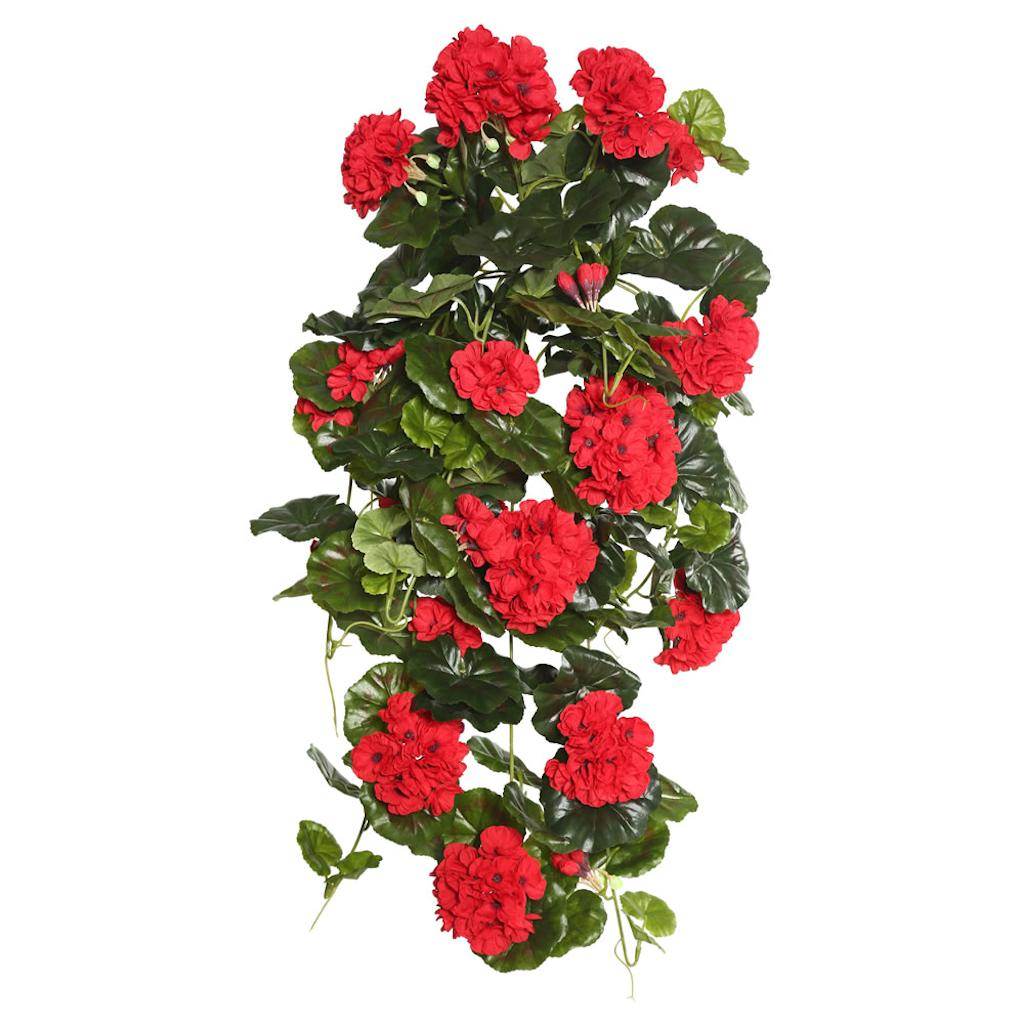 29" Artificial Red Geranium Hanging Bush 1