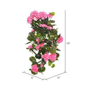 29" Artificial Pink Geranium Hanging Bush 2