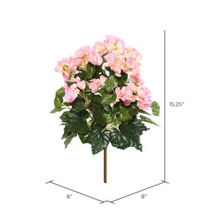 15.25" Artificial Light Pink Begonia Bush 2