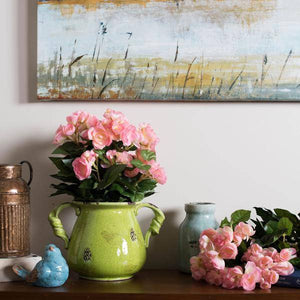 15.25" Artificial Light Pink Begonia Bush 3