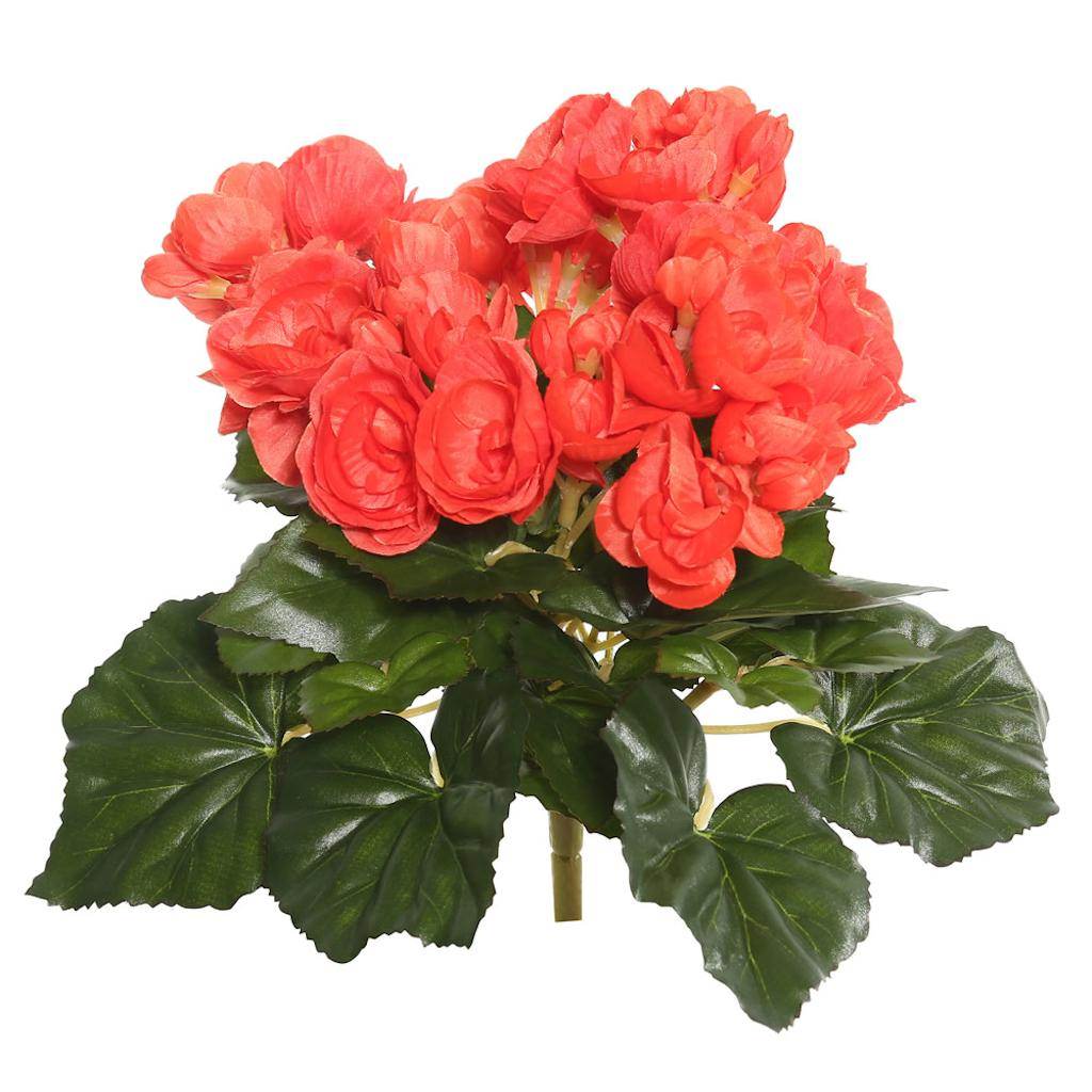 9.5" Artificial Orange Begonia Bush 1