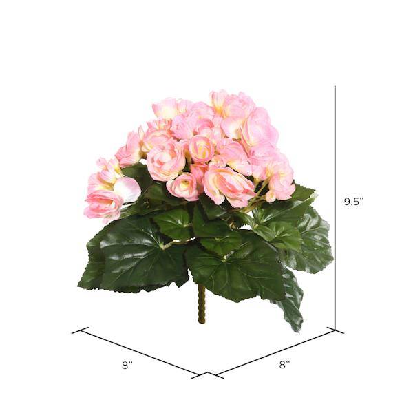 9.5" Artificial Light Pink Begonia Bush 2