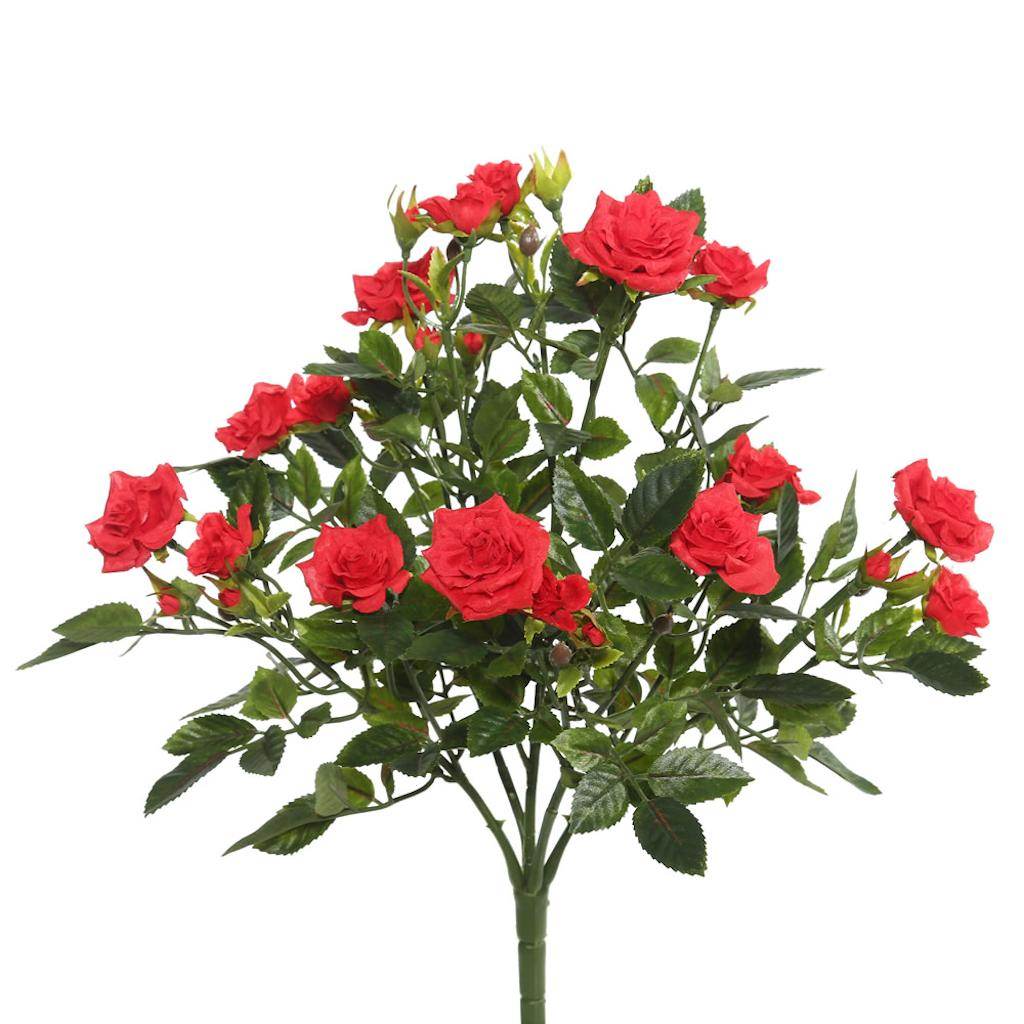 15" Artificial Red Mini Diamond Rose Bush 1