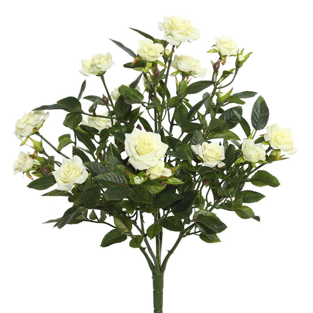 15" Artificial White Mini Diamond Rose Bush 1