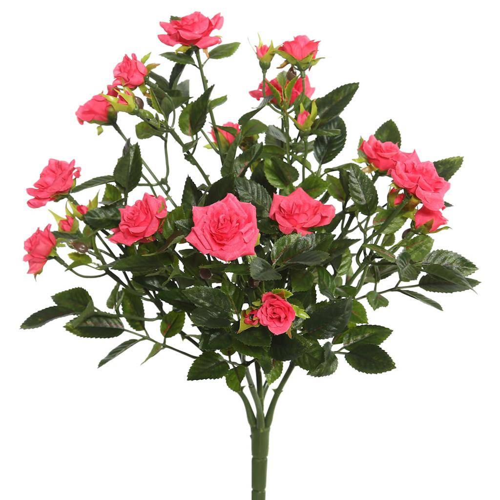 15" Artificial Hot Pink Mini Diamond Rose Bush 1
