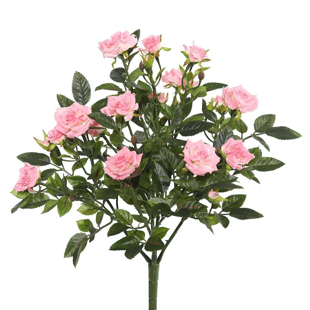 15" Artificial Light Pink Mini Diamond Rose Bush 1